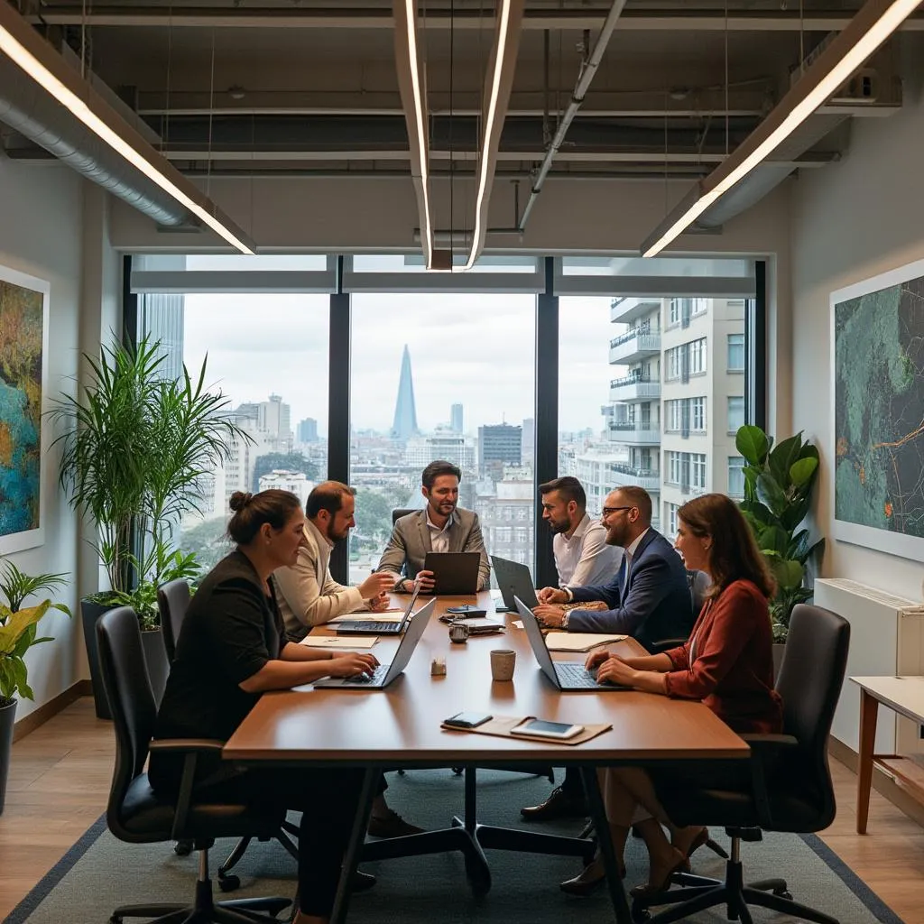 Equipo de ArgenFin en oficina moderna de Buenos Aires